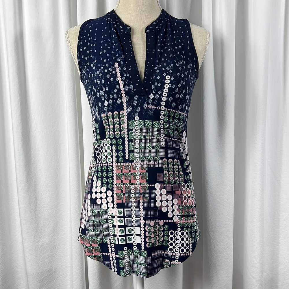 SJS PS Navy Blue Patterned Blouse